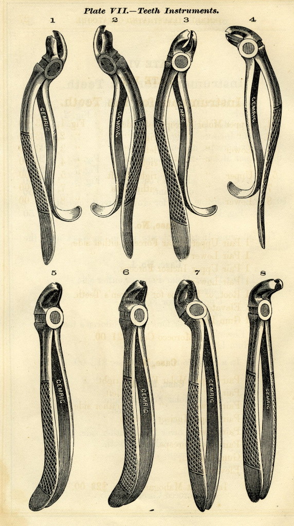 Kristin Holt | Old West Dentistry. Vintage drawing of Civil War Era Dental Instruments.