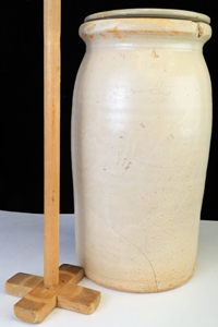 Kristin Holt | Butter-making in the Old West. Photo of an Antique Crockery Butter Churn
