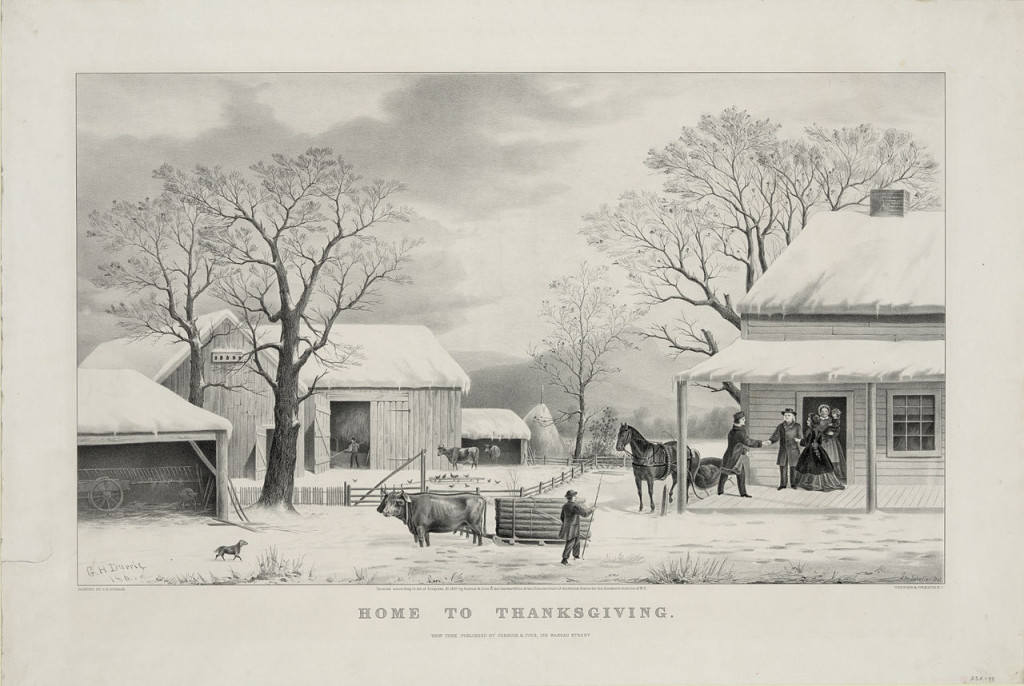 Kristin Holt | Victorian Era Thanksgiving Celebrations. Image: Home to Thanksgiving, lithograph by Currier and Ives (1867). [Image: Public Domain]