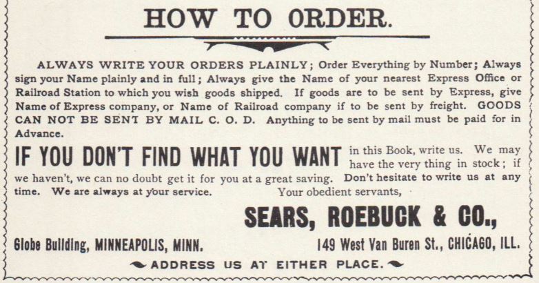 Kristin Holt | Mail-Order Catalogs and the Old West. How to Order: Sears, Roebuck & Co., 1894, pg 4.