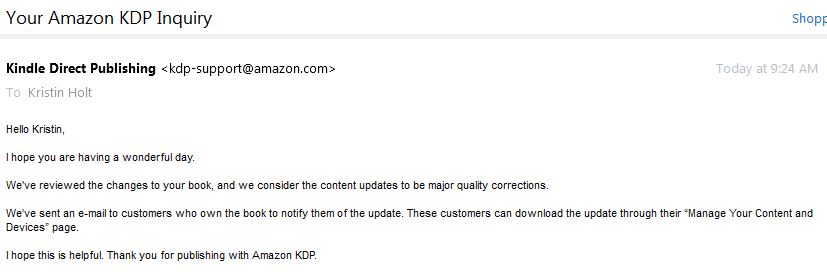 KDP emailed buyers