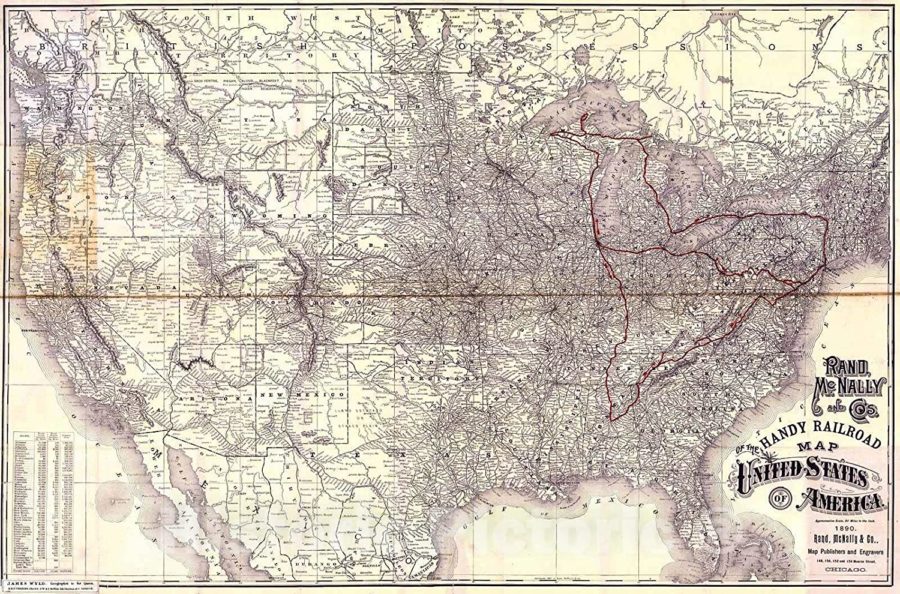 Kristin Holt | Luxury Travel 1890-Style. Image of Historic Map by Rand McNally & Co. 1890. Railroad Map reproduction for sale on Amazon.