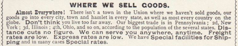 Kristin Holt | Mail-Order Catalogs and the Old West. "Where We Sell Goods. Almost Everywhere!" Sears, Roebuck and Co. Catalogue, 1894.