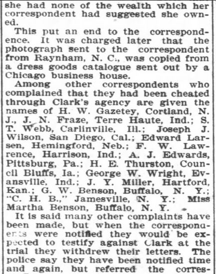 Kristin Holt | Nineteenth Century Mail-Order Bride SCAMS, part 9. Published in Asheville Citizen-Times of Asheville, North Carolina on March 10, 1902. Part 4 of 5.
