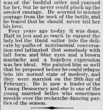 Kristin Holt | Victorian Leap Year Traditions Part 2. "Leap Year is Here and the Designing Maidens Are Happy." The Saint Paul Globe of St. Paul, Minnesota on January 15, 1888. Part 6 of 6.