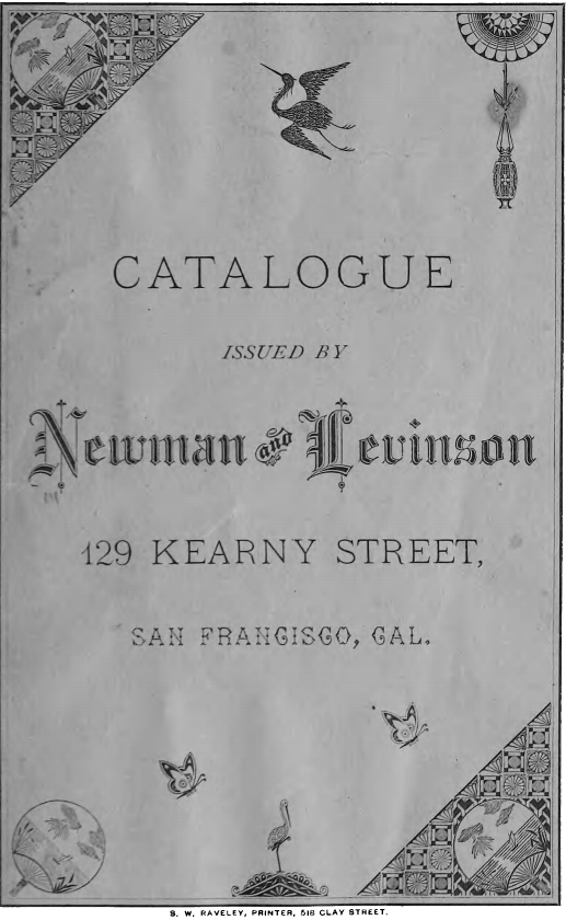 Kristin Holt | Mail-Order Catalogues: Timeline and Truth. Newman and Levinson, department store in San Francisco, California, sells by Catalogue, 1881.