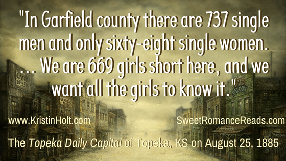 Kristin Holt | This Day in History, Nov 16, 1885. Far more men than women in Garfield County. Related to Courtship, Old West Style.