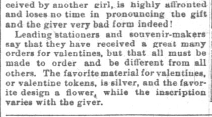 Kristin Holt | Victorian Era Valentine's Day. The Indianapolis News. Indianapolis IN. 10 February 1894. The Valentines for '94. "Original Cards Only". Part 2 of 3