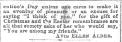 Kristin Holt | Victorian Era Valentine's Day. The Indianapolis News. Indianapolis IN. 10 February 1894. The Valentines for '94. "Original Cards Only". Part 3 of 3