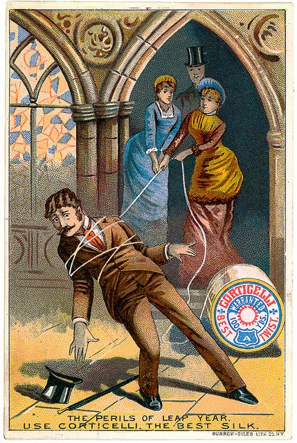 Kristin Holt | Victorian Leap Year Traditions Part 2. Victorian Leap Year Humor, as part of an advertisement for thread. 