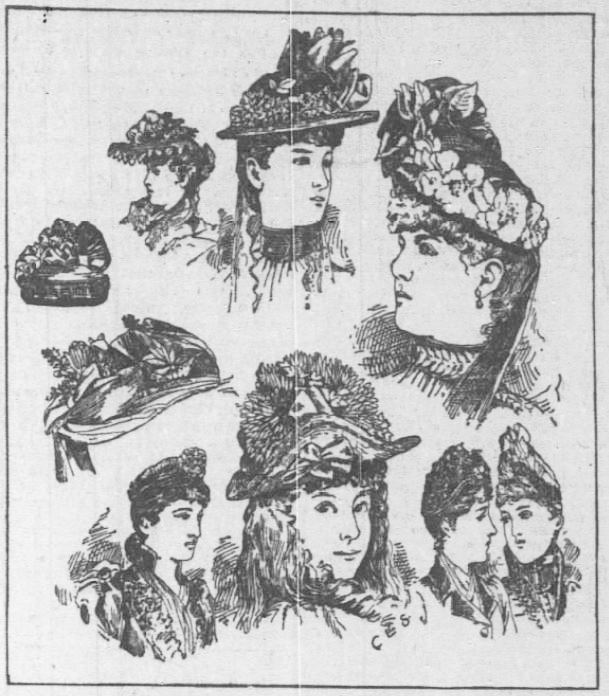 Kristin Holt | Victorian Americans Celebrate Easter. Vinitage Illustration: Easter Bonnet Styles. Etching published in Chicago Daily Tribune on April 6, 1890.