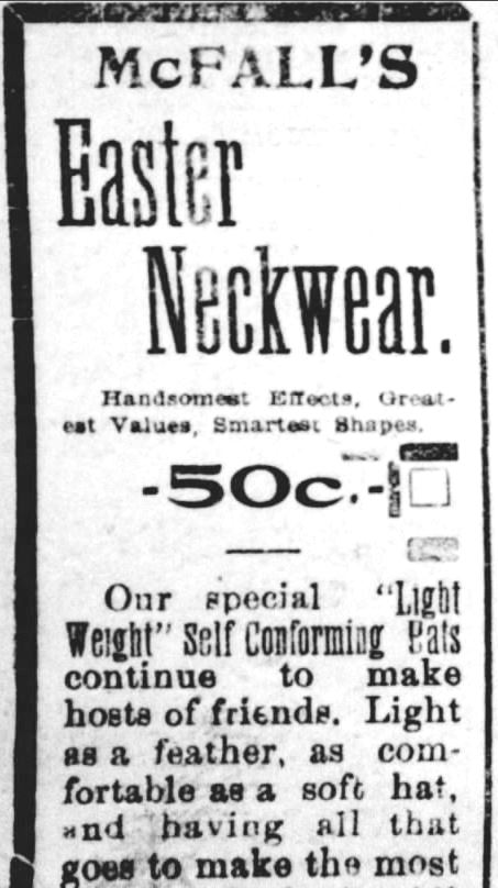 Kristin Holt | Victorian America Celebrates Easter. Easter Neckware Advertisement, part 1. The York Daily of York, Pennsylvania, April 18, 1898.