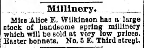 Kristin Holt | Victorian America Celebrates Easter. Advertisement: Easter Bonnet Clearance Sale, Sterling Standard, Sterling, Illinois, 22 September 1898.