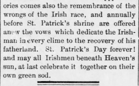 Kristin Holt | Victorian America Celebrates St. Patrick's Day. "This is St. Patrick's Day." From the Salt Lake Evening Democrat of Salt Lake City, Utah Territory, March 17, 1887. Part 2 of 2.