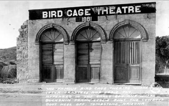 Kristin Holt | Book Review: Legends of the Wild West: Tombstone, Arizona (by Charles River Editors). Vintage photograph of Bird Cage Theater in Tombstone, Arizona. Built 1881. (Photographed between 1928-1932). Image via Pinterest.