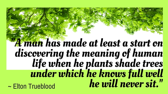 Kristin Holt | Victorian America Celebrates Arbor Day. Stylized quote: "A man has made at least a start on discovering the meaning of human life when he plants shade trees under which he knows full well he will never sit." ~ Elton Trueblood