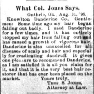 Kristin Holt | L-O-N-G Victorian Hair. Testimonial advertisement for Danderine appeared in The Guthrie Daily Leader of Guthrie, Oklahoma, on 29 September, 1895.