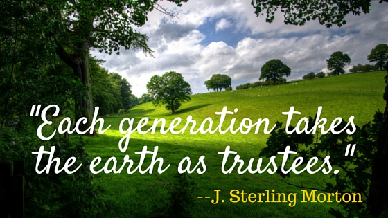 Kristin Holt | Victorian America Celebrates Arbor Day. Stylized quote: "Each generation takes the earth as trustees." ~ J. Sterling Morton