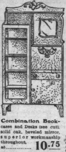 Kristin Holt | Victorian Combination Desk and Book Cabinet. Combintation Book cases and Desks advertised in Chicago Daily Tribune, on September 7, 1902.