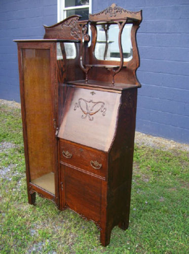 Kristin Holt | Victorian Combination Desk and Book Cabinet. Antique Oak Secretary Desk, currently for sale on ebay. 2 of 3.