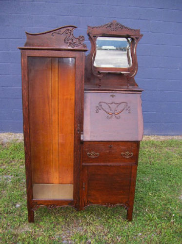 Kristin Holt | Victorian Combination Desk and Book Cabinet. Antique Oak Secretary Desk, currently for sale on ebay.