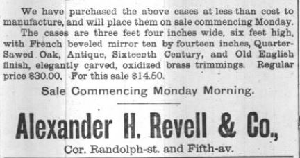 Kristin Holt | Victorian Combination Desk and Book Cabinet. Special Sale on Desk Bookcases. Advertised in Chicago Daily Tribune, Chicago, Illinois, on December 6, 1891. Part 3 of 3.