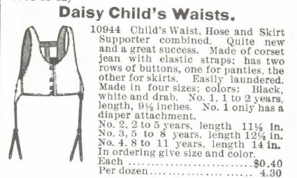 Kristin Holt | How Did Victorian Stockings Stay Up? Daisy Child Waists, Hose and Skirt Supporters combined. Sold in the 1895 Montogomery, Ward & Co. Spring & Summer Catalogue.
