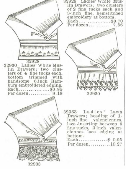 Kristin Holt | Victorian Ladies Underwear. Cotton Drawers for sale in Montgomery Ward Spring and Summer Catalogue, 1895. 2 of 2.