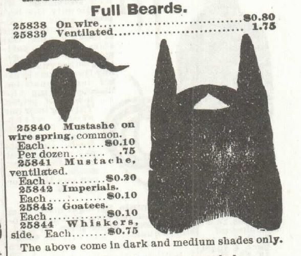 Kristin Holt | Victorian Hair Augmentation. Full Beards, Mustaches, Imperials, Goatees, Whiskers, all for sale by Sears Catalog 1897, No 104, p 342.
