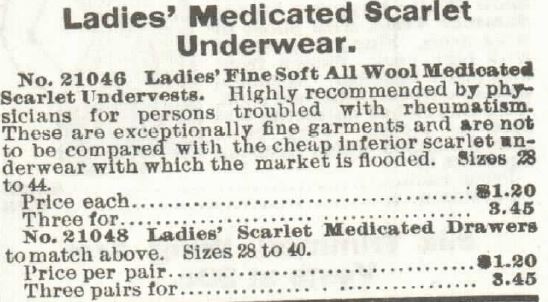 Kristin Holt | Victorian Ladies Underwear. Medicated Underwear offered for sale within Sears, Roebuck and Co. Spring and Summer 1897 Catalogue.