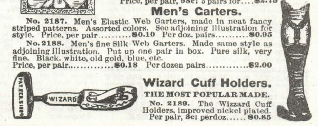 Kristin Holt | How Did Victorian Stockings Stay Up? Men's Garters and Wizard Cuff Holders for sale in Sears, Roebuck & Co. 1897 Catalogue No. 104.
