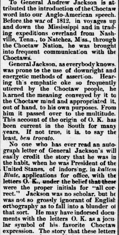 Kristin Holt | Is it Okay to Use O.K. in Historical Fiction? Part 2 of 3: Origin of O.K. from St. Tammany Farmer of Covington, Louisiana on October 10, 1885.