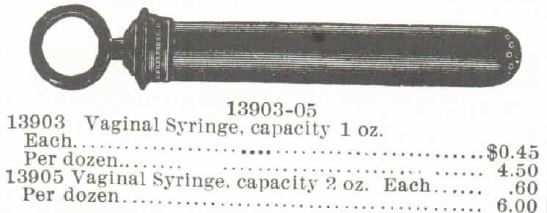 Kristin Holt | Victorian Era Feminine Hygiene. Vaginal Syringe for sale by Montgomery Ward & Co. 1895.