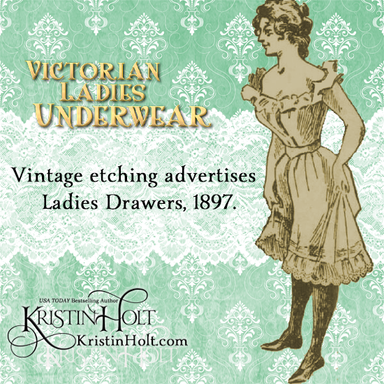 Kristin Holt | Victorian Ladies Underwear. Vintage Etching Advertises Ladies Drawers 1897