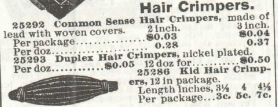 Kristin Holt | Victorian Curling Irons. Image of Hair Crimpers advertised in Sears Catalogue No. 104, 1897.