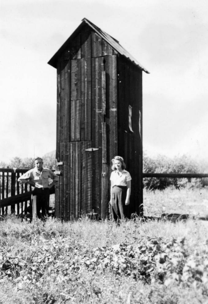 Kristin Holt | The Necessary (a.k.a. the outhouse). Crested Butte two-story outhouse, photographed 1940-1950. Image courtesy of Denver Public Library Digital Collections.