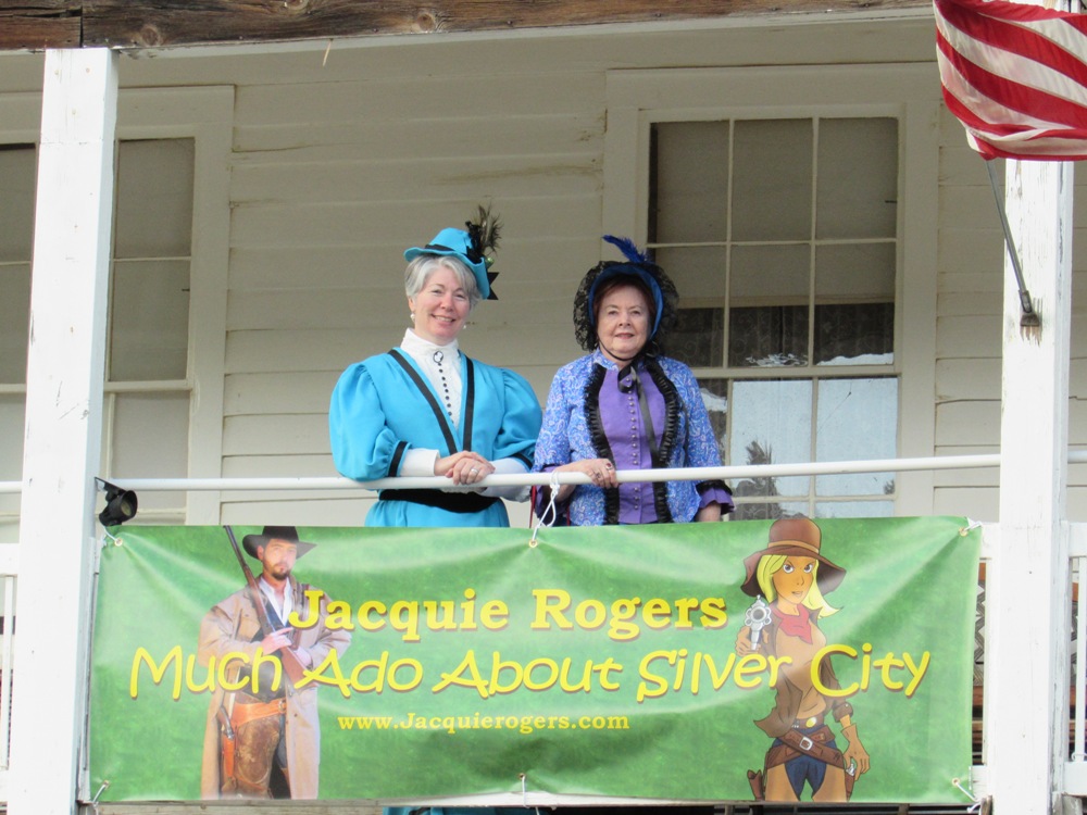 Kristin Holt | Historic Idaho Hotel in Silver City. Contemporary photo: Kristin Holt (left) and Charlene Raddon (right) on the upper porch of historic Silver City's Idaho Hotel.