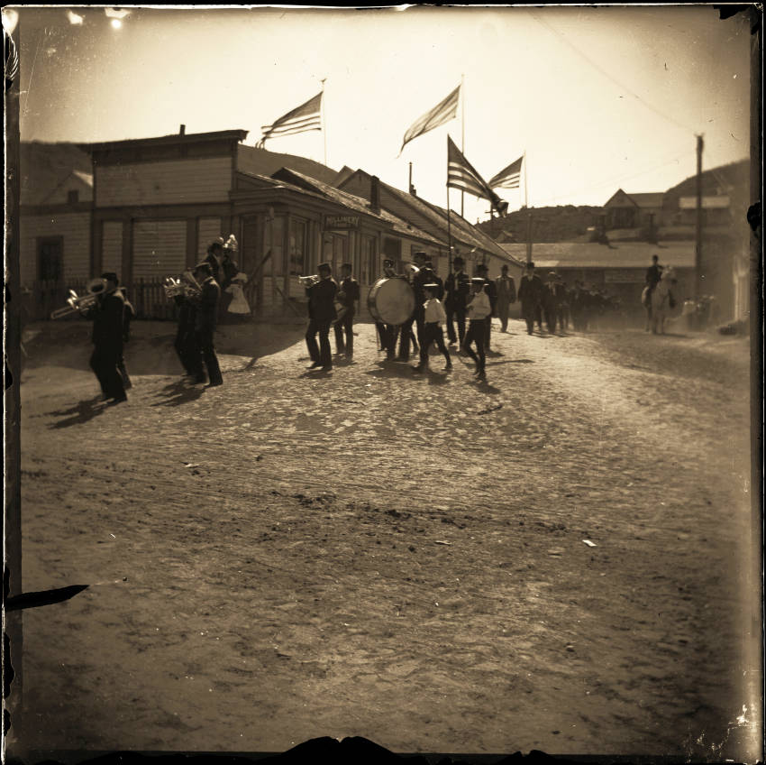 Kristin Holt | Historic Silver city, Idaho. Vintage Photograph (Taken Labor Day, 1896) Labor Day Parade in Silver City 1896. Image courtesy of Idaho State Archives, Idaho State Historical Society, Identifier: P1960-139-6.