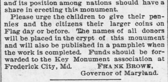 Kristin Holt | Victorian America Observes Flag Day. Patriotic Appeal for Francis Scott Key monument, part 2. Garnet Journal of Garnett, Kansas on May 3, 1895.