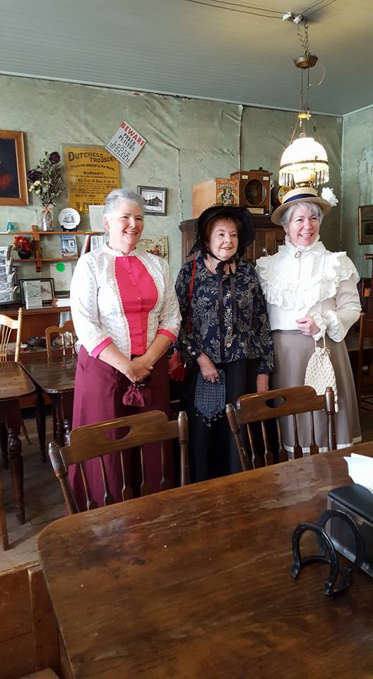 Kristin Holt | Historic Idaho Hotel in Silver City. Authors: Paty Jager, Charlene Raddon, and Kristin Holt in Victorian-era costumes. In dining room/bar of historic Idaho Hotel in Silver City, Idaho. June 2016. Image taken by one of my friends there...I believe it may have been Shirl Deems.