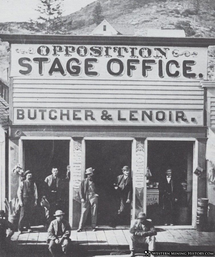 Kristin Holt | Historic Silver City. 1868 Photograph of Opposition Stage Office in Silver City. Image courtesy of Western Mining History.
