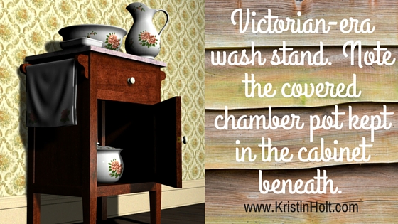 Kristin Holt | Chamber Pots and the Old West. Victorian-era wash stand. Note the covered chamber pot kept in the cabinet beneath.