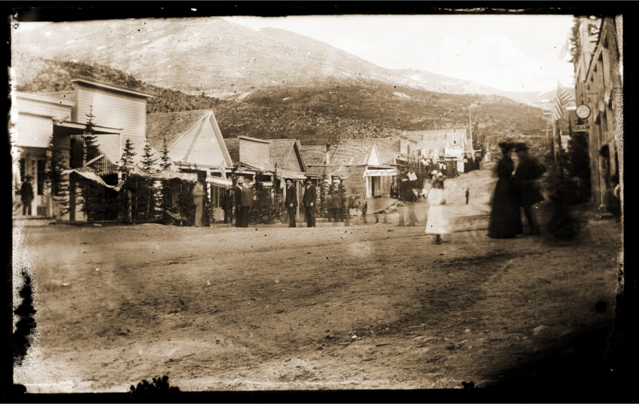 Historic Photo of Main Street, Silver City, Idaho. Image date 1894-1896. Location: Silver City, Owyhee County, Idaho. Public Domain. Courtesy of Idaho State Archives, Idaho State Historical Society, Identifier: P1960-139-7.