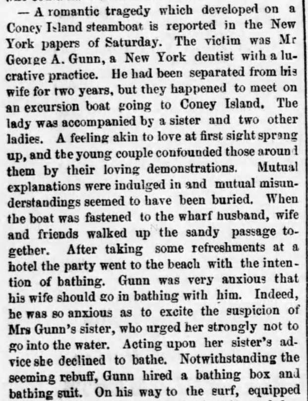 Kristin Holt | Victorians at the Seashore. Part 1: Bathinig Tragedy reported in Boston Post on July 12, 1875.