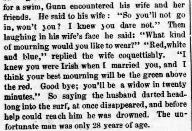 Kristin Holt | Victorians at the Seashore. Part 2: Bathinig Tragedy reported in Boston Post on July 12, 1875.