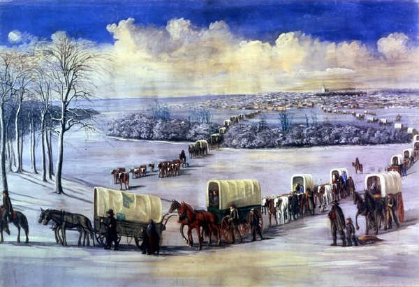 Kristin Holt | Pioneer Day: Utah's Victorian History. "Crossing the Mississippi on the Ice" by C.C.A. Christensen -- Brigham Young University Museum of Art. [Image: Public Domain, courtesy of Wikipedia]