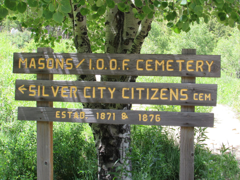 Kristin Holt | Silver City, Idaho's Ghost Town Cemetery. Cemetery signs at the entrance to both the Masons and Silver City Citizens Cemeteries, established 1871 and 1876. Silver City, Idaho. Image: Kristin Holt, June 2016.