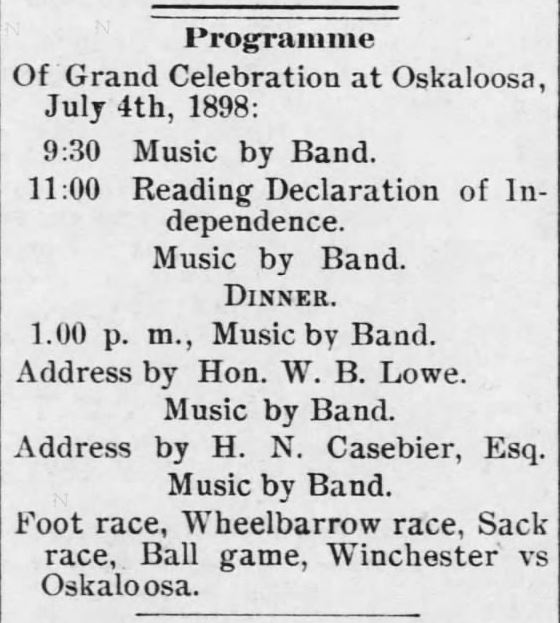 Kristin Holt | Victorian America Celebrates Independence Day. The Oskaloosa Independent of Oskaloosa, Kansas, on 24 June, 24, 1898.