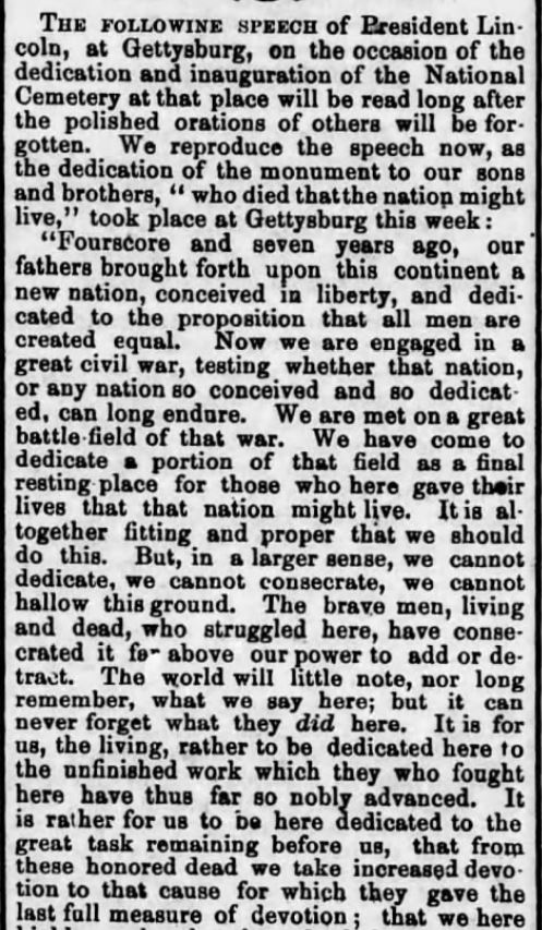 Kristin Holt | Victorian America Celebrates Independence Day. Lincoln's dedication of Gettysburg. Part 1. Monument up 1869. Harrisburg Telegraph of Harrisburg, Pennsylvania on July 3, 1869