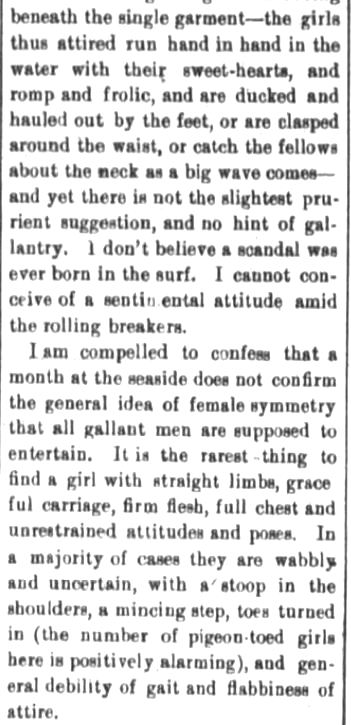 Kristin Holt | Victorians at the Seashore. Part 3: Mysteries of the surf, published in The Fort Wayne Sentinel (The Daily Sentinel). Fort Wayne, Indiana, on August 23, 1882.